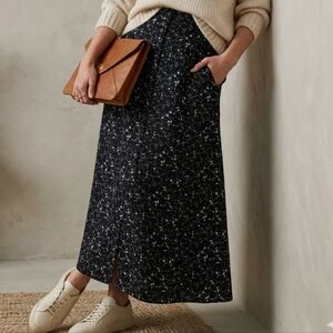 Taylor Black and White Floral Maxi Skirt